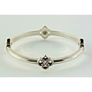 Brighton Toledo Silver Toned Crystal Round Bangle Thick Bracelet-Retired-Pretty